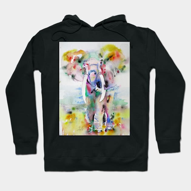 ELEPHANT - watercolor portrait .3 Hoodie by lautir